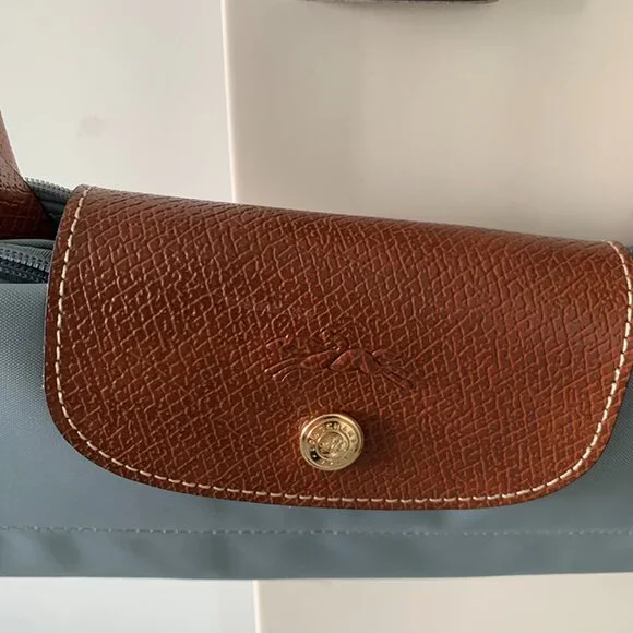 Longchamp Grey Blue Long Handle Folding Bag - Picture 2 of 7